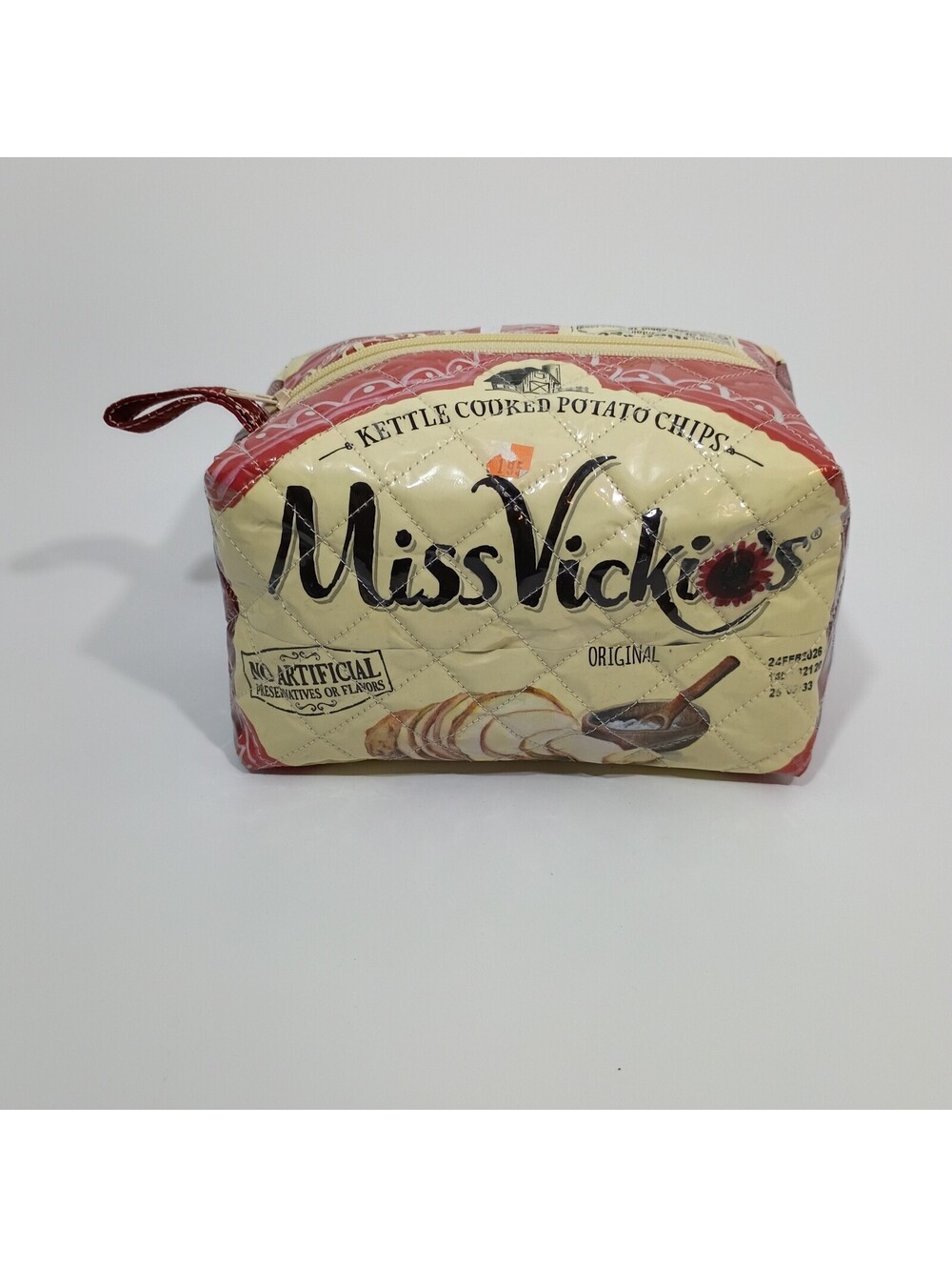 Upcycled Miss Vickie's Handmade Quilted Potato Chip Zipper Makeup Toiletry Bag